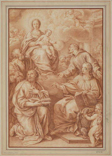 The Virgin and Child adored by St John and other saints