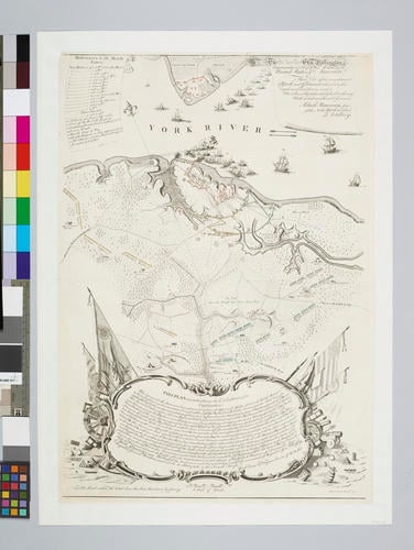Map of the siege of Yorktown, 1781 (Yorktown, Virginia, USA) 37?14'19