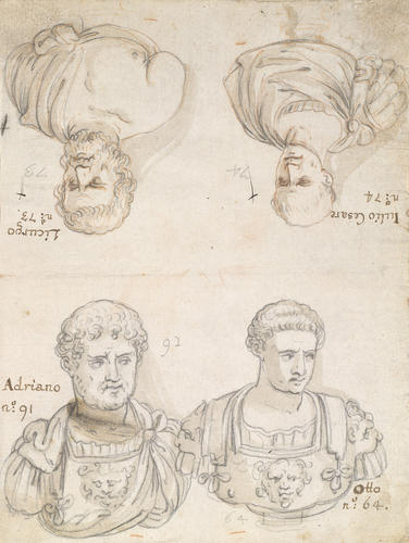 Four antique male busts Four antique male busts