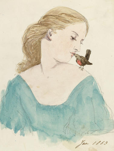 Master: Madame de Coninck's Albums: Princess Louise
Item: A female figure kissing a robin