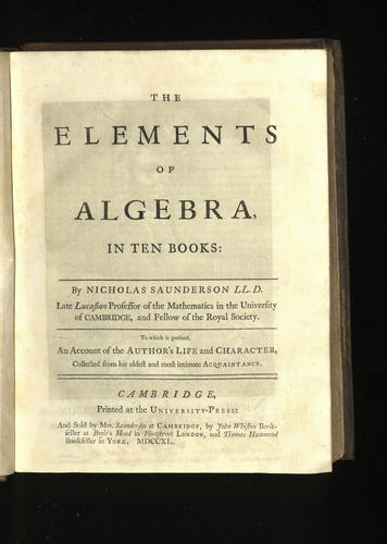 The elements of algebra. Vol. 1 [books i-v] / Nicholas Saunderson