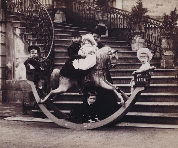 The Duchess of Albany, Princess Alice and the Duke of Albany, Princes Alexander and Leopold and Princess Victoria Eugenie of Battenberg, Claremont