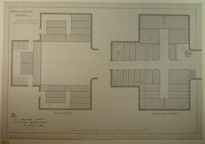 St Mildred's church, Whippingham: plan showing the pews St Mildred's church, Whippingham: plan showing the pews