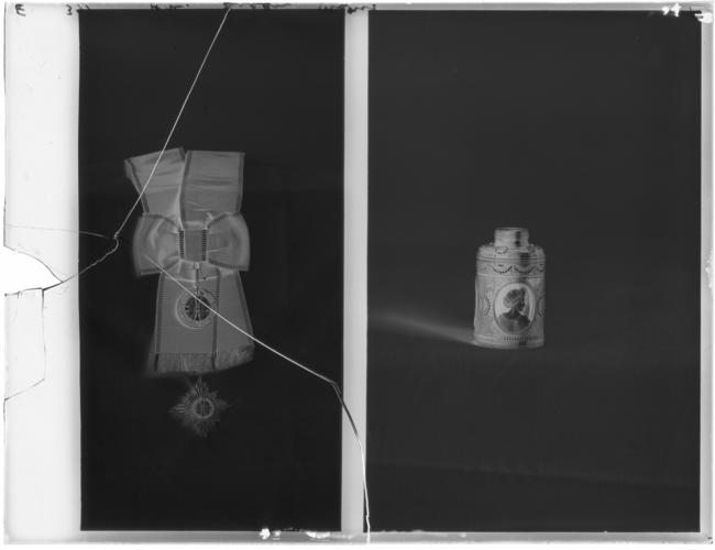 Glass plate negative of insignia Glass plate negative of insignia