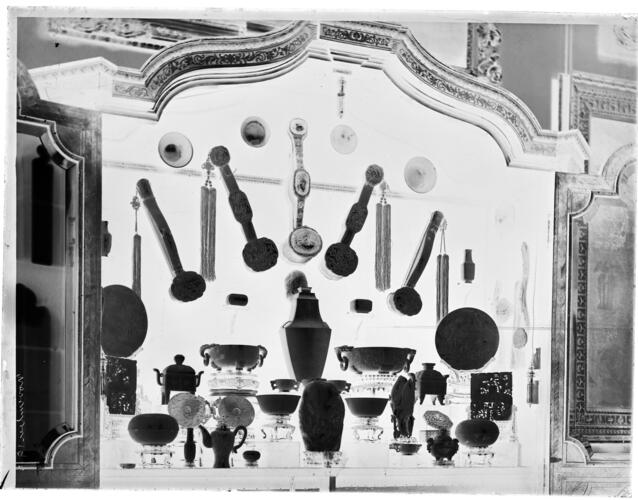 Glass plate negative of a display of jade Glass plate negative of a display of jade