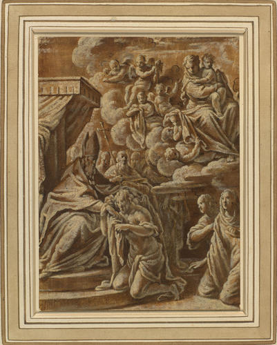 An anchorite receiving a habit from a bishop An anchorite receiving a habit from a bishop