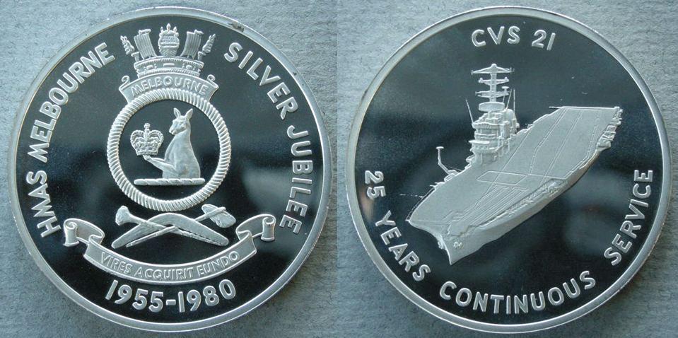 Australia. Medal commemorating the 25th anniversary of the commissioning of HMAS 'Melbourne'