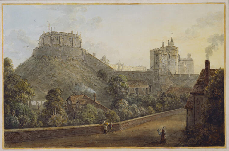 View from the Black Rod of the Round Tower, Royal Court and Devil's Tower in Windsor Castle