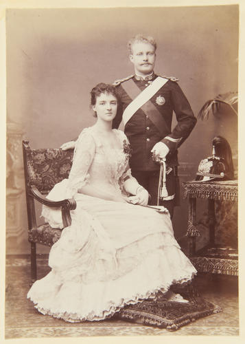 Don Carlos, Duke, and Amélie, Duchess, of Braganza (Duchess eldest daughter of the Count and Countess of Paris), 1886. [Album: Photographic Portraits Vol. 5/63 1875-1889]