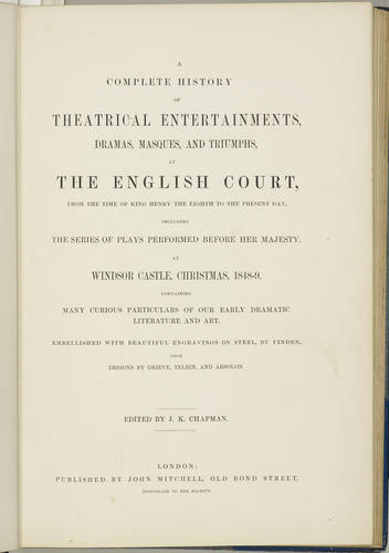 History of theatrical entertainments at the English court