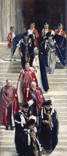 George V and Queen Mary leaving St George's Chapel after the Garter Service