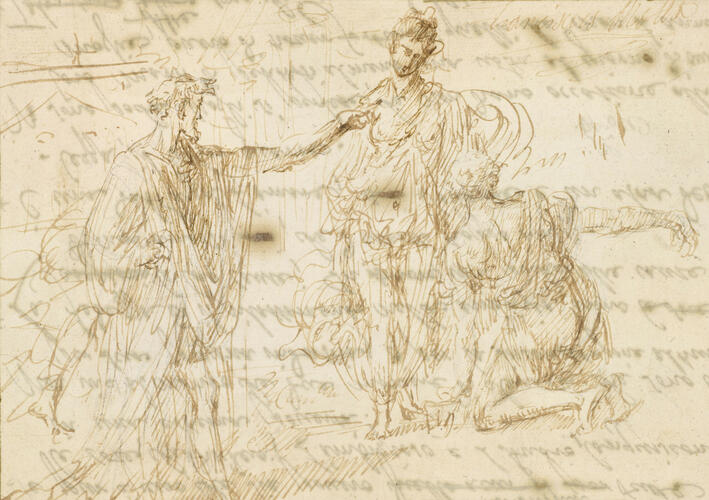 Three figures in classical dress Three figures in classical dress