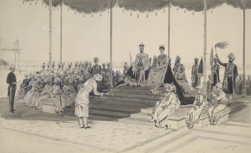 Delhi: King George V receiving the hommage of Indian princes (Dec. 12, 1911)
