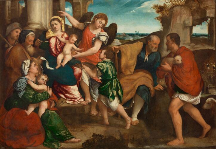 The Two Holy Families with Saint Roch (or James), Tobias and Raphael, and a Shepherd