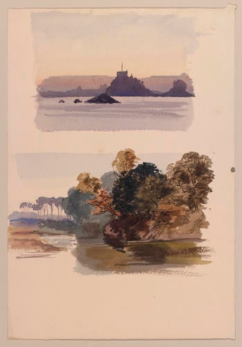 A coastal landscape and river scene