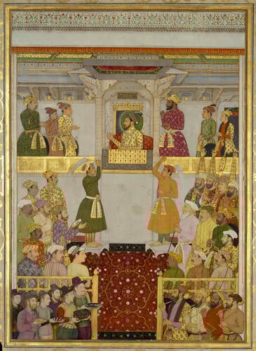 Master: Padshahnamah پادشاهنامه (The Book of Emperors)
Item: Europeans bring gifts to Shah-Jahan (July 1633) Master: Padshahnamah پادشاهنامه (The Book of Emperors)
Item: Europeans bring gifts to Shah-Jahan (July 1633)