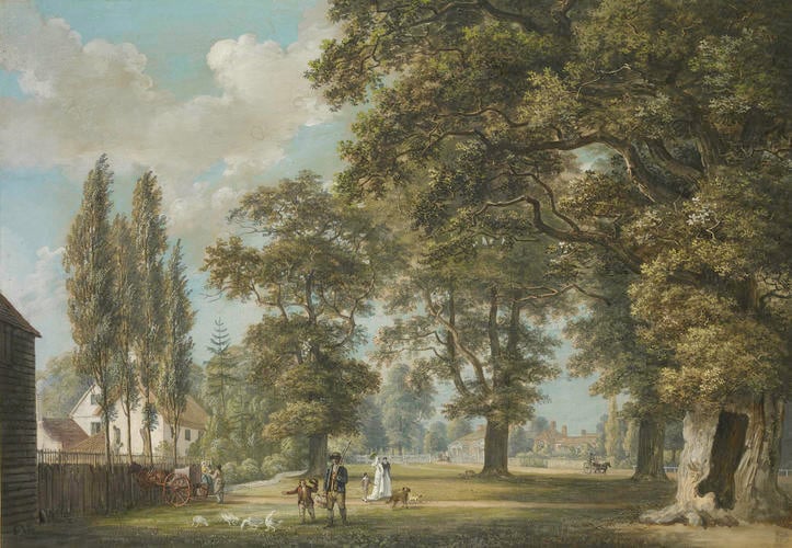 View of the cottage of Powney Esq and the entrance to Windsor Great Park at Bishopsgate