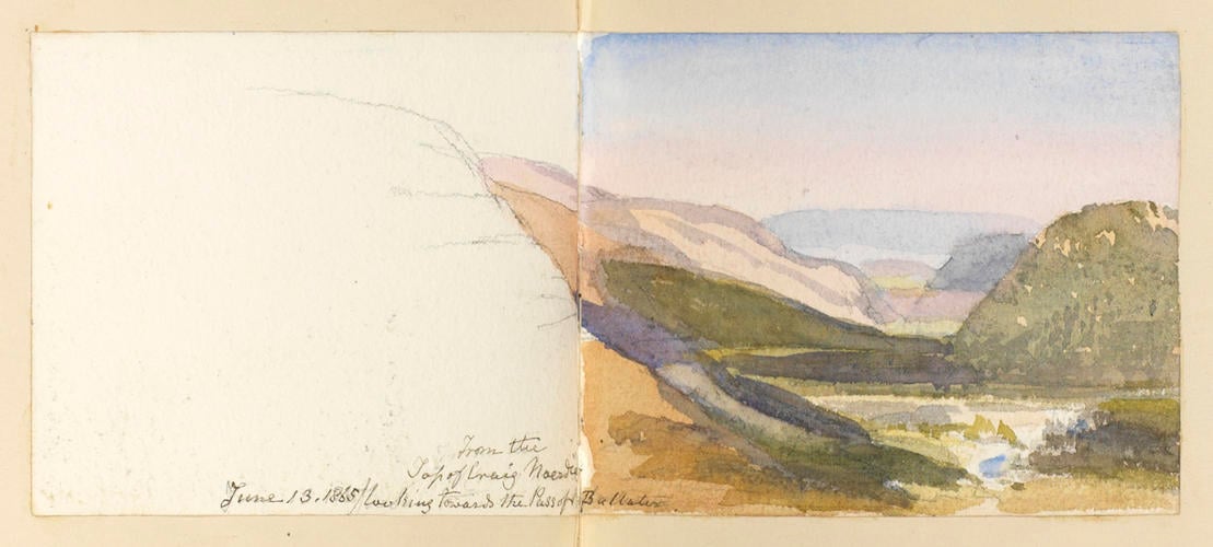Master: SKETCHES FROM NATURE V. R. 1865 TO 1867
Item: From the top of Craig [Nordie] looking towards the Pass of Ballater