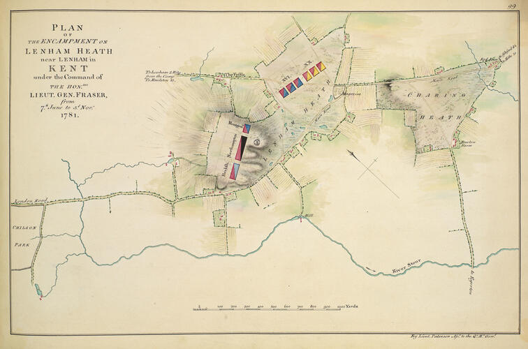 Master: Maps of encampments in England and Great Britain, 1778-82
Item: Map of encampment on Lenham Heath, 1781 (Lenham, Kent, UK) 51°14'13
