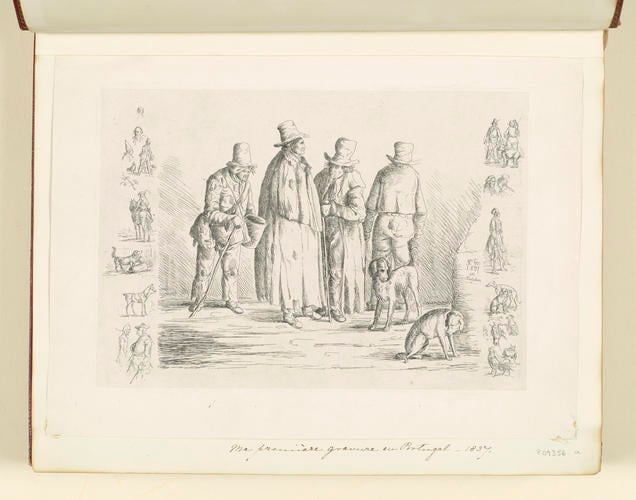 Master: Collection of Etchings done by Ferdinand King of Portugal, 1840.
Item: A group of men with dogs