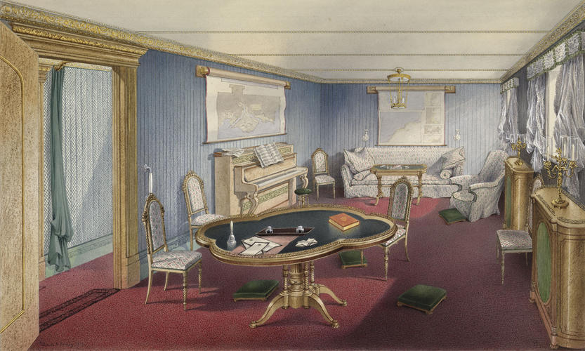 The Interior of the Royal Yacht, Victoria and Albert II: The Queen's drawing-room The Interior of the Royal Yacht, Victoria and Albert II: The Queen's drawing-room