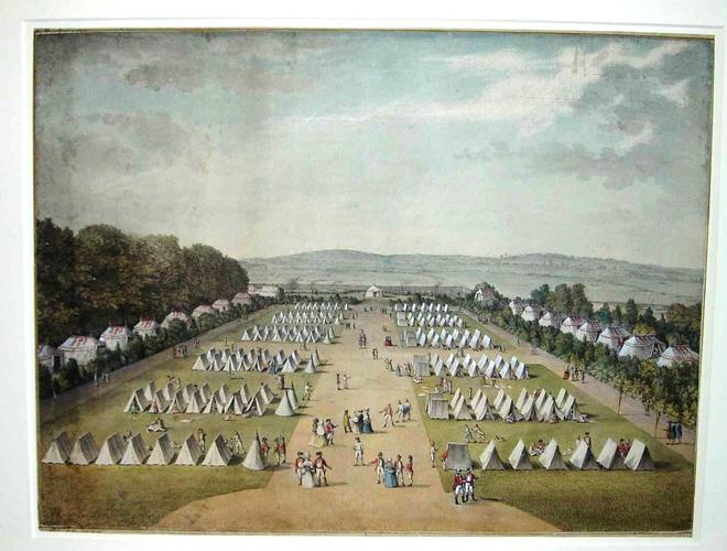 The camp of the 2nd West Yorkshire Light Infantry Militia at Old Montagu House, during the Gordon Riots, 1780