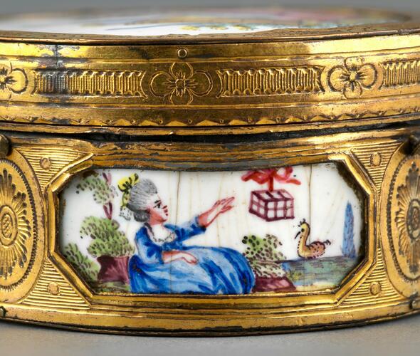 Gilt copper and enamel box