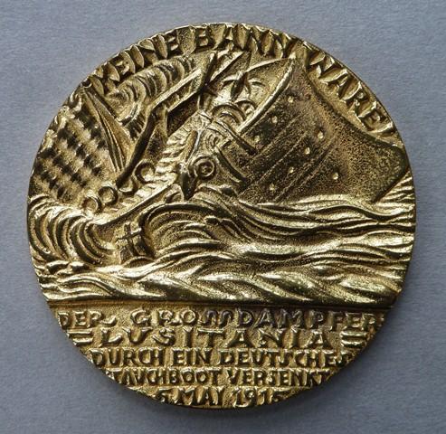 English copy of the German satirical medal commemorating the sinking of the S. S. Lusitania English copy of the German satirical medal commemorating the sinking of the S. S. Lusitania