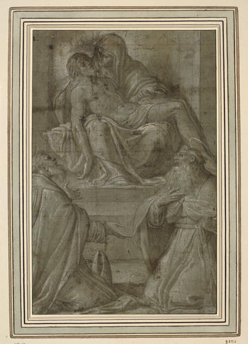 The Virgin holding the dead body of Christ on her knees The Virgin holding the dead body of Christ on her knees