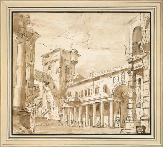 The courtyard of a castle