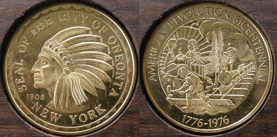 U. S. A. Medal commemorating the visit of Queen Elizabeth II to Oneonta, 1976 U. S. A. Medal commemorating the visit of Queen Elizabeth II to Oneonta, 1976
