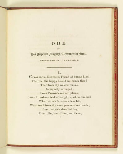 Carmen Triumphale, for the commencement of the year 1814 / by Robert Southey . With: Odes to His Royal Highness the Prince Regent, His Imperial Majesty the Emperor of Russia and His Majesty the King of Prussia / by Robert Southey