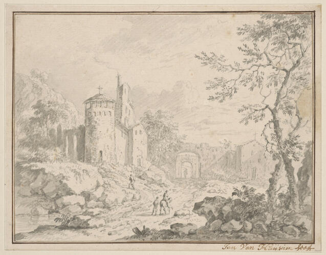 Italian landscape with a gazebo