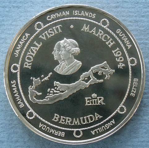 Bermuda. Proof 100 Dollars, commemorating the Royal Visit in March 1994