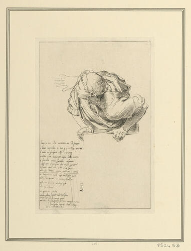 Sketch for a figure in the 'Disputa', other studies and a fragment of a sonnet