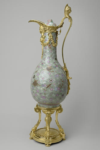 Pair of bottle-shaped vases mounted as ewers Pair of bottle-shaped vases mounted as ewers