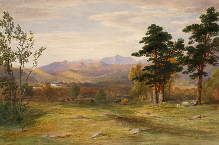 Lochnagar from the Bridge of Tulloch, with Ballater and Birkhall in the middle distance Lochnagar from the Bridge of Tulloch, with Ballater and Birkhall in the middle distance
