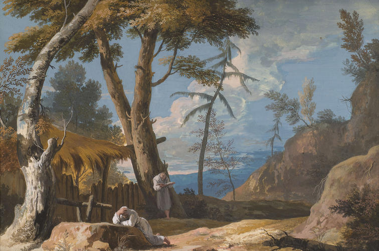 Landscape with two Praying Monks