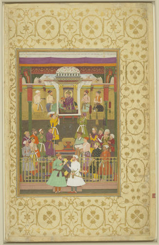 Master: Padshahnamah پادشاهنامه (The Book of Emperors)
Item: The Arrival of Prince Awrangzeb at the court at Lahore (9 January 1640) Master: Padshahnamah پادشاهنامه (The Book of Emperors)
Item: The Arrival of Prince Awrangzeb at the court at Lahore (9 January 1640)