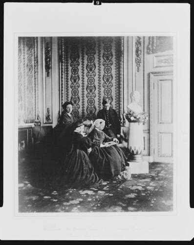 Queen Victoria, the Crown Princess of Prussia, Princess Alice and Prince Alfred in mourning