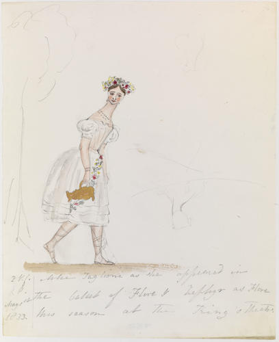 Master: PRINCESS VICTORIA SKETCHES 1
Item: Mlle Taglioni as she appeared in the the ballet of Flore & Zephir as Flore this season at the King's Theatre Master: PRINCESS VICTORIA SKETCHES 1
Item: Mlle Taglioni as she appeared in the the ballet of Flore & Zephir as Flore this season at the King's Theatre