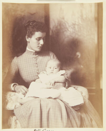 Mrs Cooper with her daughter, daughter of Sir George and Lady Susan Suttie, 1887. [Album: Photographic Portraits vol. 5/63 1875-1889]