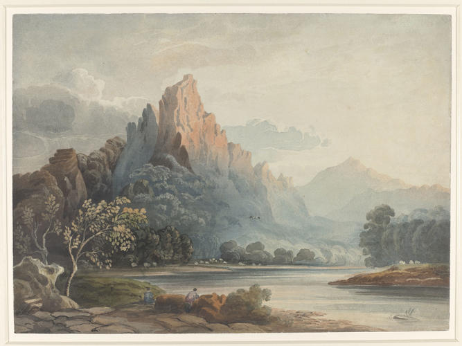 Composition: landscape with steep mountains and a river mountains Composition: landscape with steep mountains and a river mountains
