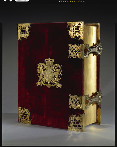 Coronation Bible, with prayer book and psalter, used by George III