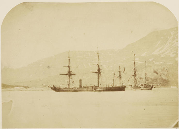 HMS's Phoenix and Diligence in the harbour, Lieveley, Greenland, 1854 [Album: HMS's Phoenix and Talbot in search of Sir John Franklin, 1854]