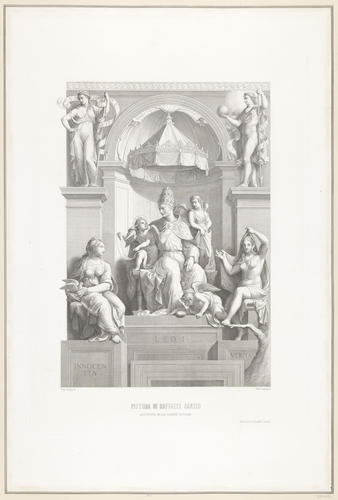 Pope Leo I enthroned between allegorical figures and caryatids