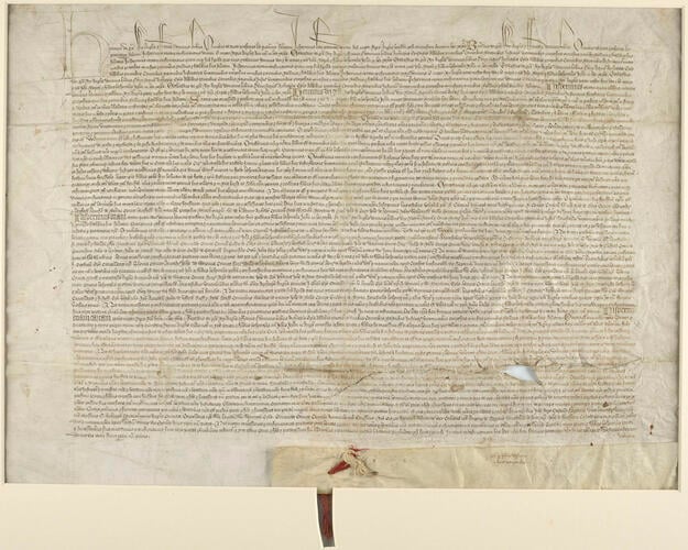 Master: Original charter of Henry IV or V confirming various royal charters from the time of Henry III and Richard II granting certain liberties etc. to the Knights Hospitallers of St. John of Jerusalem.
Item: Original charter of Henry VIII confirming various royal charters from the time of Henry III granting certain liberties etc. to the Knights Hospitallers of St. John of Jerusalem. []