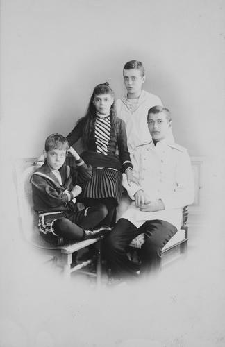 Nicholas II, when Tsesarevich, Grand Duke George Alexandrovich, Grand Duchess Xenia Alexandrovna and Grand Duke Michael Alexandrovich