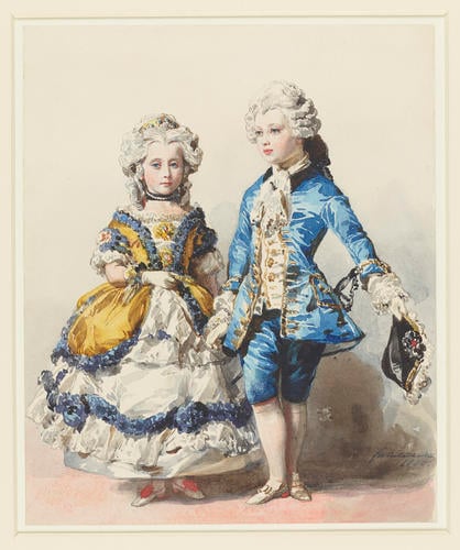 Victoria, Princess Royal, and Princess Alice in eighteenth-century costume