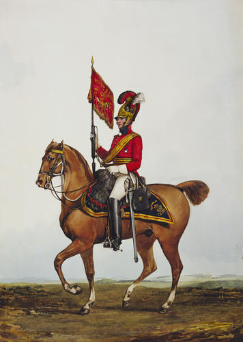 British Army. A standard bearer in the Life Guards
